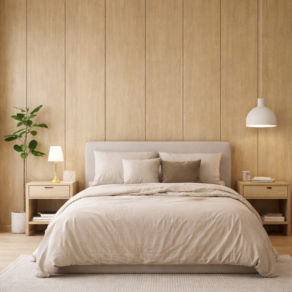 106" Tall ULTRALIGHT Flexible Lightweight Full White Oak Accent Wall Panels with Black Felt Backing