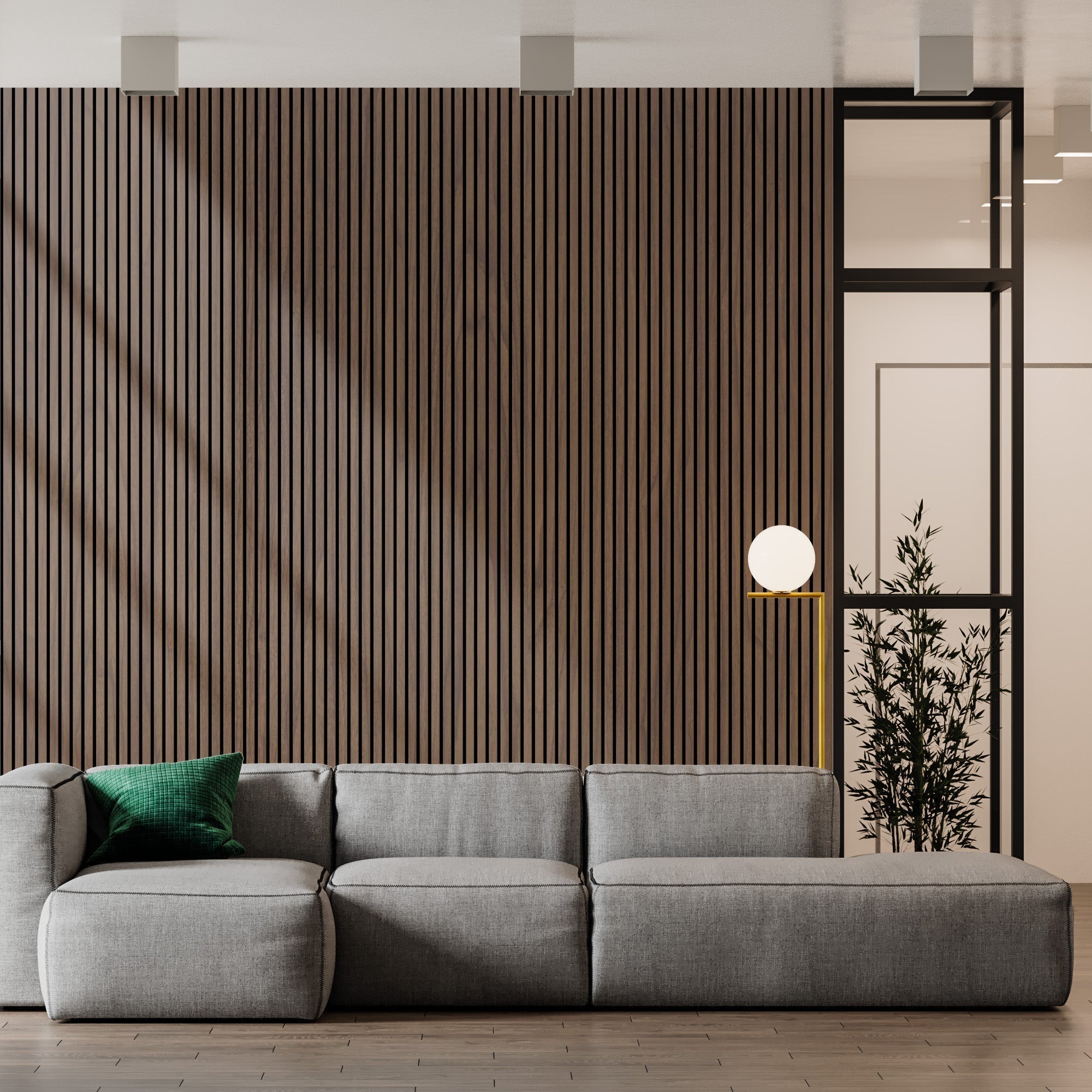 106" Tall ULTRALIGHT Flexible Lightweight Walnut Acoustic Wood Slat Wall Panels with Black Felt Backing