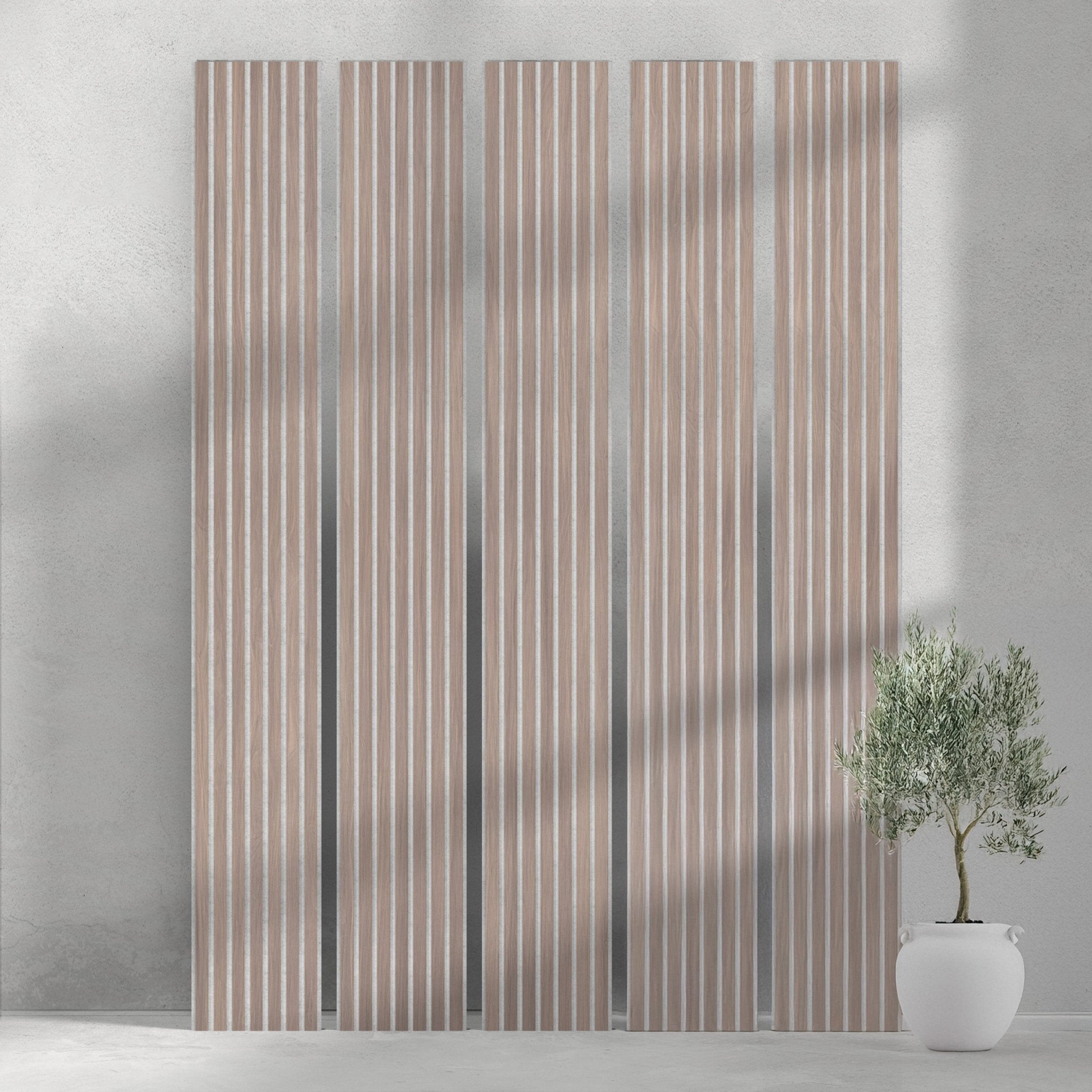 106" ULTRALIGHT Flexible Lightweight Walnut Acoustic Wood Slat Wall Panels with Grey Felt Backing