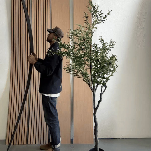 106" Tall ULTRALIGHT Flexible Lightweight White Oak Acoustic Wood Slat Wall Panels with Black Felt Backing