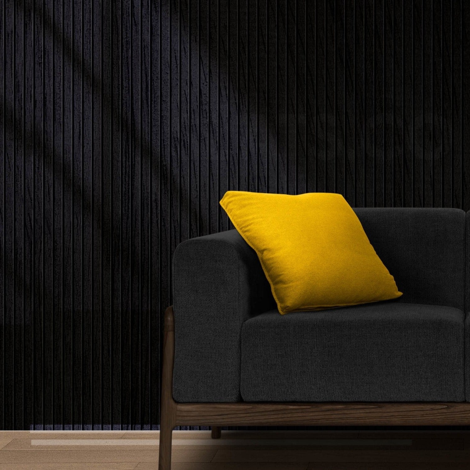 106" ULTRALIGHT Flexible Lightweight Black Oak Acoustic Wood Slat Wall Panels with Black Felt Backing