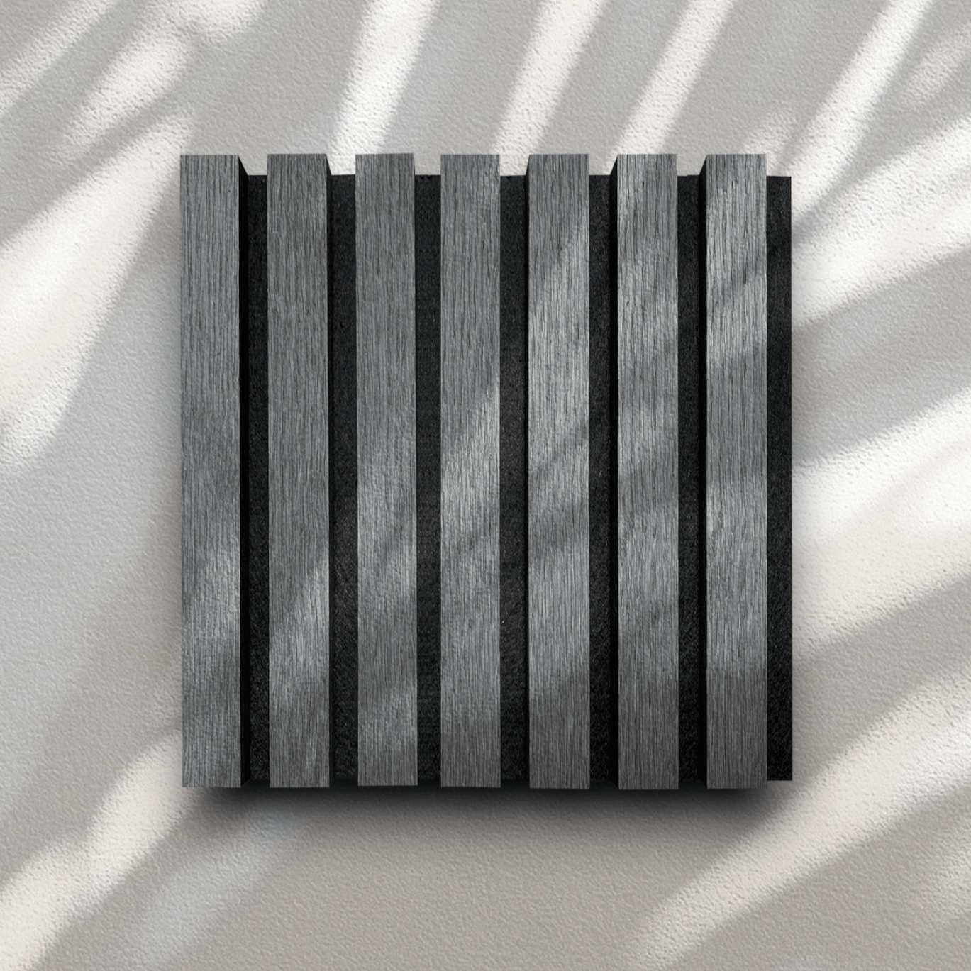Wood Slat Acoustic Panel Sample in Natural Grey Oak, Black Felt
