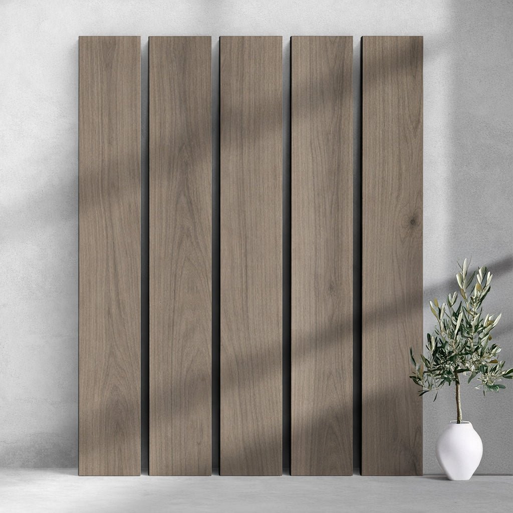 106" Tall ULTRALIGHT Flexible Lightweight Full Walnut Accent Wall Panels with Black Felt Backing