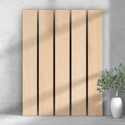 106" Tall ULTRALIGHT Flexible Lightweight Full White Oak Accent Wall Panels with Black Felt Backing