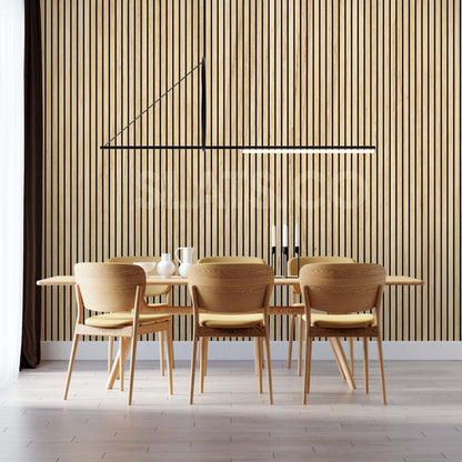 106" Tall ULTRALIGHT Flexible Lightweight White Oak Acoustic Wood Slat Wall Panels with Black Felt Backing
