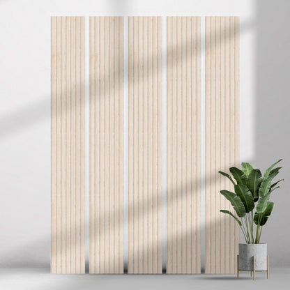 106" ULTRALIGHT Flexible Lightweight Maple Acoustic Wood Slat Wall Panels with Beige Felt Backing