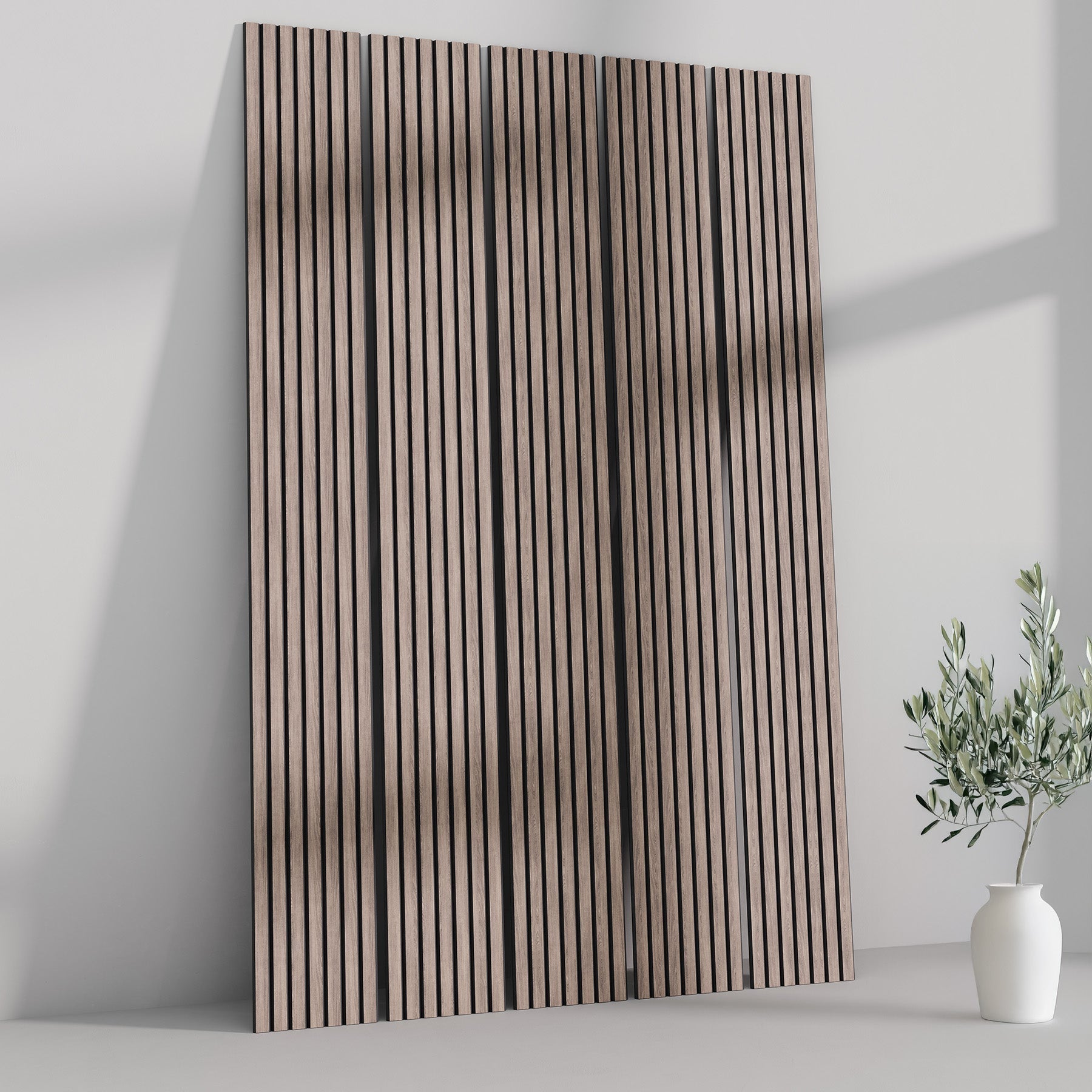 106" Tall ULTRALIGHT Flexible Lightweight Walnut Acoustic Wood Slat Wall Panels with Black Felt Backing
