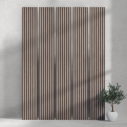 118" Tall ULTRALIGHT Flexible Lightweight Walnut Acoustic Wood Slat Wall Panels with Black Felt Backing