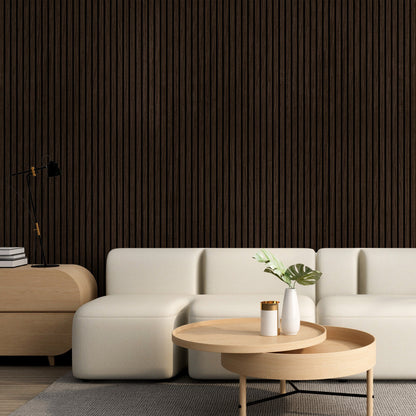 African Walnut 100% Solid Acoustic Wood Slat Wall Panels with Black Felt Backing