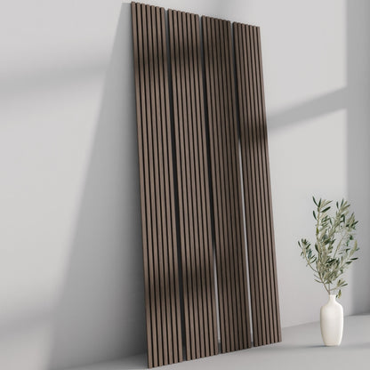 106" Dark Smoke Oak TrueWood Lite 3-Sided Veneer Acoustic Slat Panel