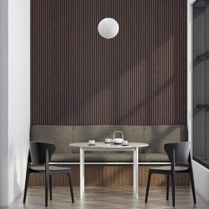 106" ULTRALIGHT Flexible Lightweight Dark Smoke Oak Acoustic Wood Slat Wall Panels with Black Felt Backing