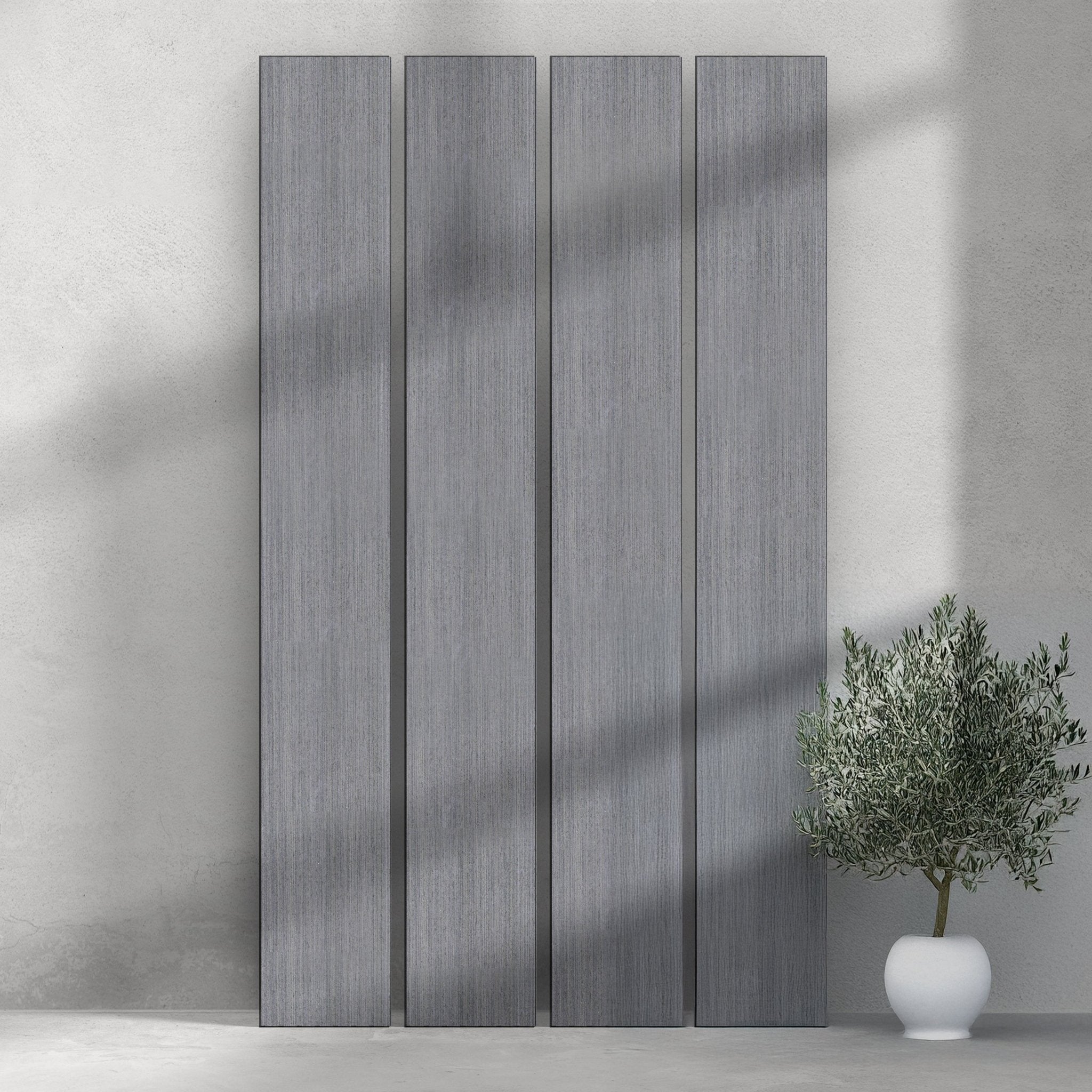 ULTRALIGHT Flexible Lightweight Full Grey Oak Accent Wall Panels with Black Felt Backing