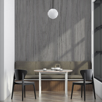 106" ULTRALIGHT Flexible Lightweight Grey Oak Acoustic Wood Slat Wall Panels with Black Felt Backing