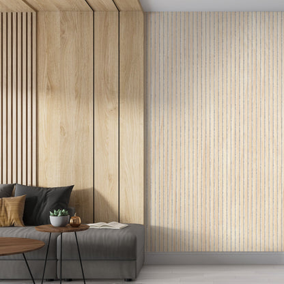 106" ULTRALIGHT Flexible Lightweight White Oak Acoustic Wood Slat Wall Panels with Grey Felt Backing