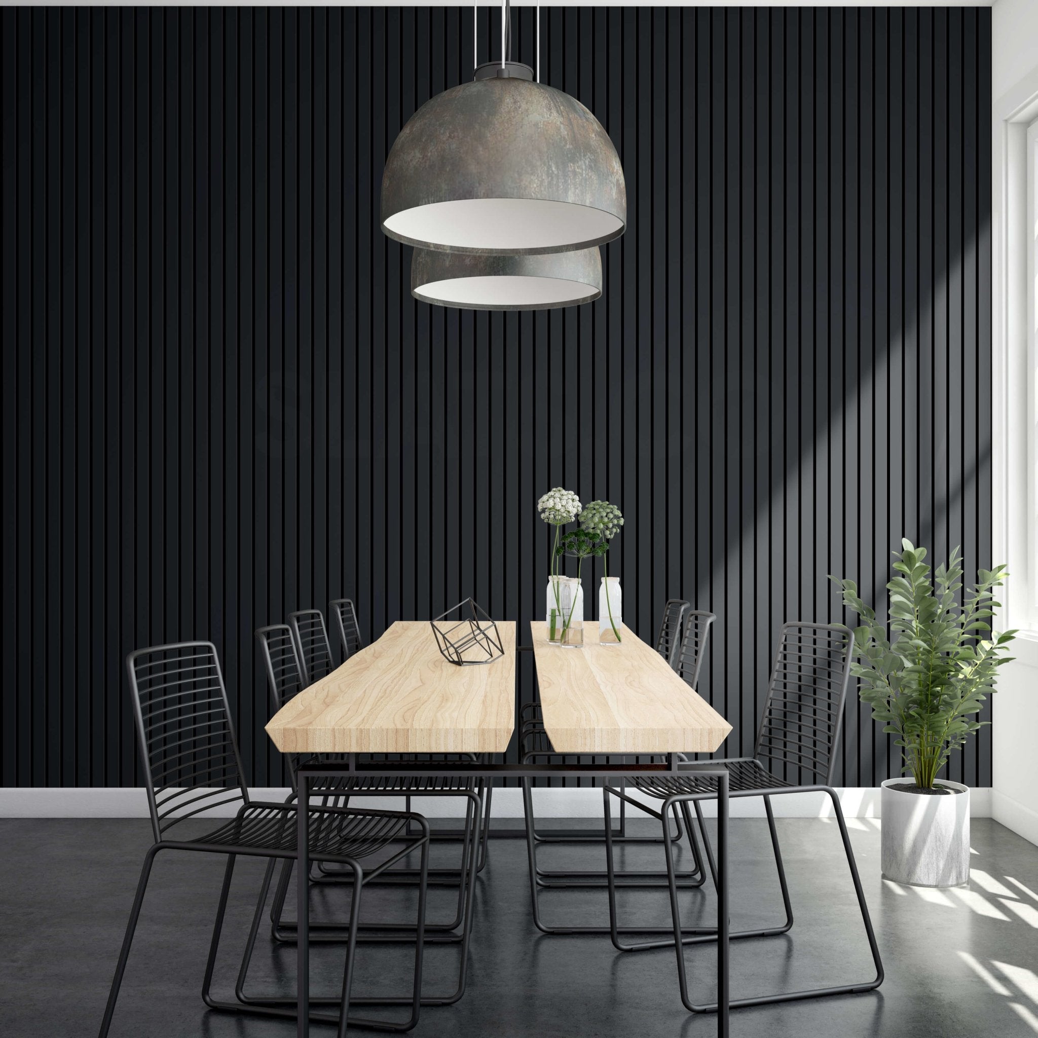 Caviar Matte Black Slat Acoustic Wall Panel with Black Felt Backing