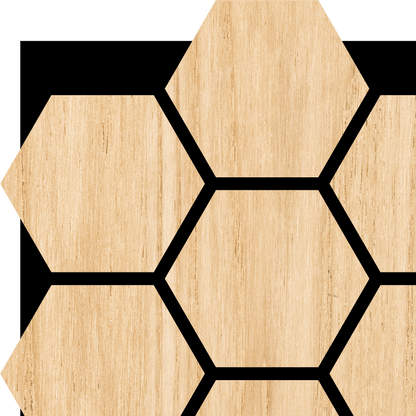 White Oak Acoustic Hexagon Wood Panel with Black Felt Backing
