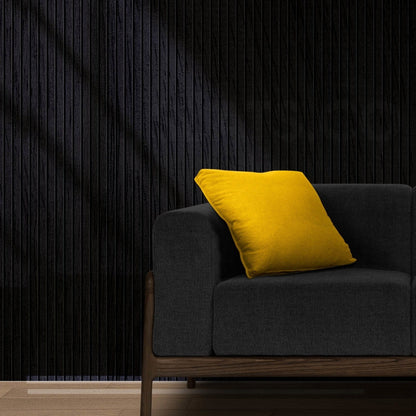 106" ULTRALIGHT Flexible Lightweight Black Oak Acoustic Wood Slat Wall Panels with Black Felt Backing