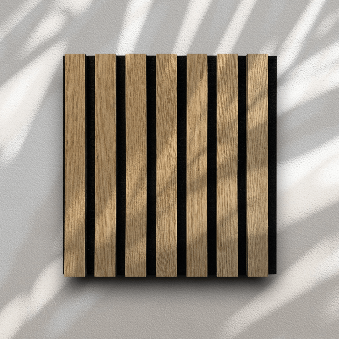 Wood Slat Acoustic Panel Sample in White Oak, Black Felt